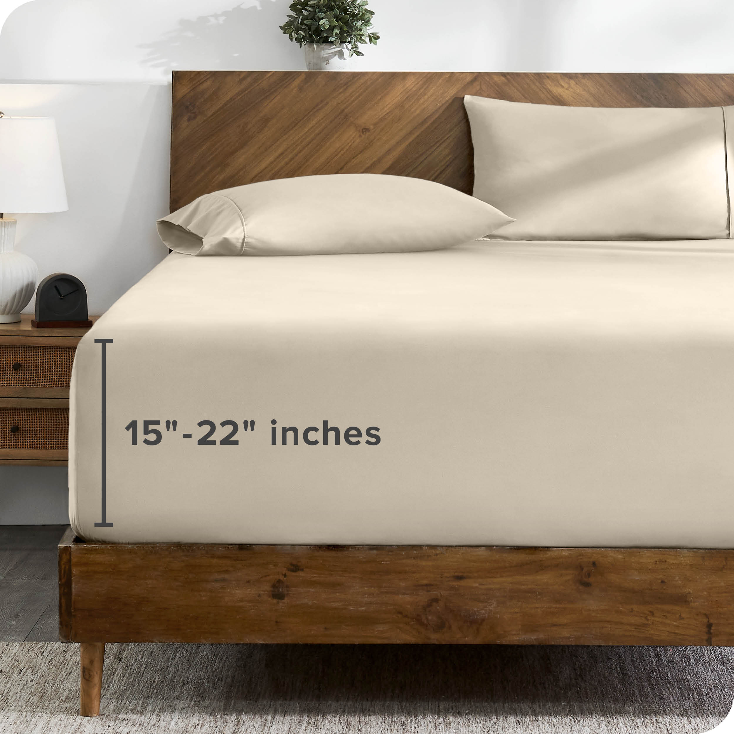Bare Home Drap-Housse - Poche Extra Profonde de 22 Pouces - Premium 1800 Collection - Très Grand, Sable