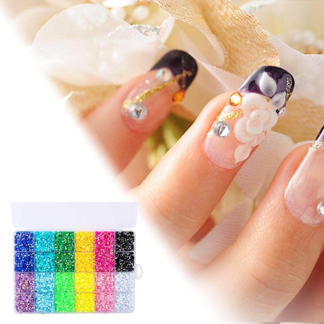 pitrice 19200pcs 12-Color FlatBack Crystal Rhinestones Nail Rhinestones bulk for nails crafts Nails kit 5mm Art Decoration DIY Craft