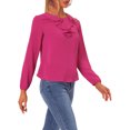 thumbnail image 4 of INSPIRE CHIC Women's Ruffle Neck Long Sleeve Blouse Shirts L Hot Pink-Solid, 4 of 6
