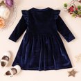 thumbnail image 5 of LSLJS Infant Toddler Girls Solid Color Single Sided Velvet Lace Long Sleeves Ruched Dress, Baby Outfits, 5 of 5