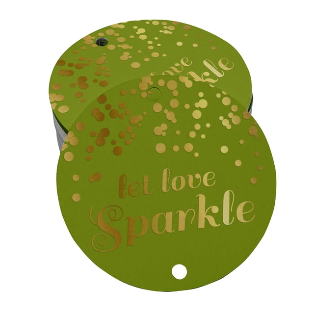 Inkdotpot Pack Of 100 Real Gold Foil Paper Tags Let Love Sparkle Wedding Favor Hang Tags