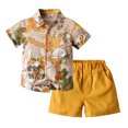thumbnail image 1 of Ensemble Décontracté pour Garçons, Chemises à Manches Courtes Col Rond Imprimées + Shorts, Deux Pièces, 1 of 9