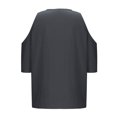 thumbnail image 5 of Liquidation! Hauts Grande Taille pour Femmes, Blouse à Manches Courtes d'Été pour Femmes, Mode Féminine Manches Courtes Col Rond Ample Épaules Dénudées Blouse, 5 of 5