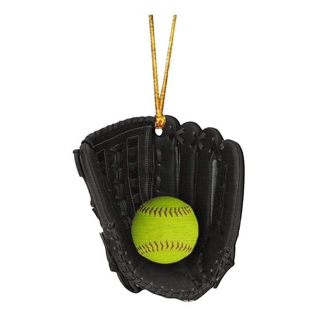 Colorful Softball Glove Shaped Acrylic Hanging Ornament 8Cm, Sports Theme Christmas Tree Decor For Kids Room