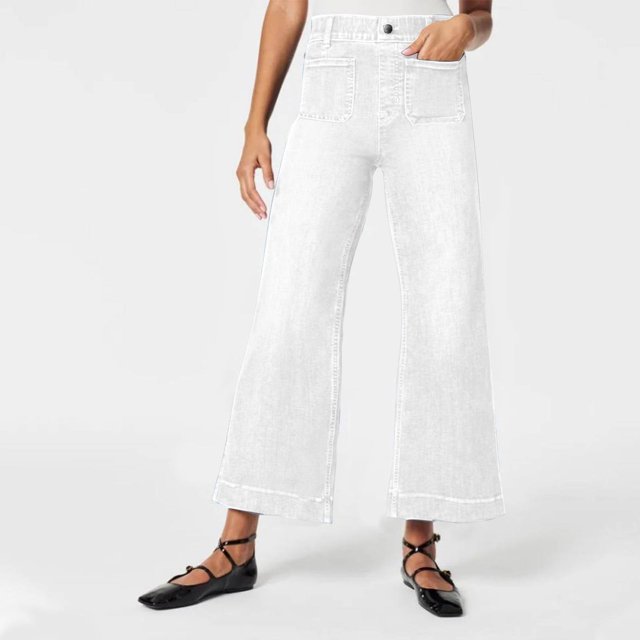 Wensltd Jeans pour Femmes Taille Mi-Haute Extensibles à Enfiler Jeans à Jambe Grand Pantalons Évasés