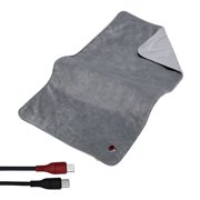 yeacher 80x45cm Graphene Heating Pad with 5-Zone Warmth, NTC Protection, 2H Auto Shutoff, 10W Power, Machine Washable, Type-C Powered, 3-Temp Control for Home & Office, Grey/Orange