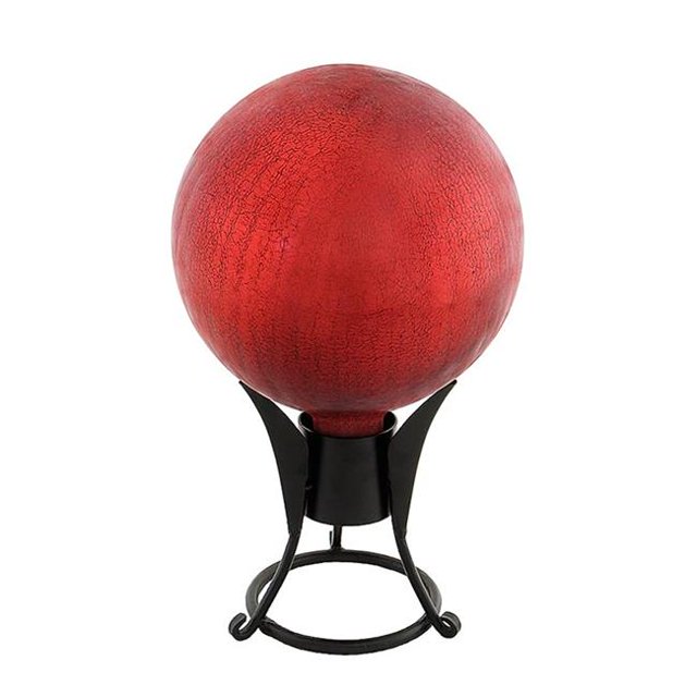Gazing Ball 10 in. Red Crackle
