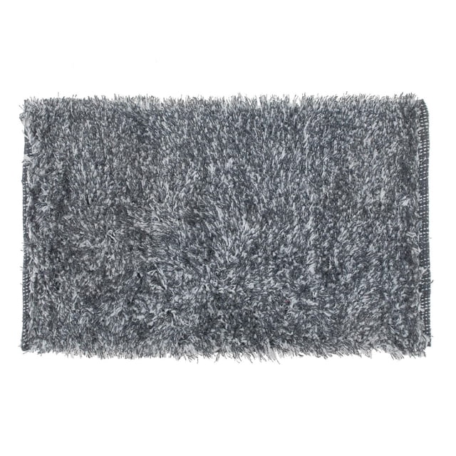 Cotton Loom Bath Mat Gray 20X32 rectangular bath rug with a dense, absorbent cotton pile in mixed gray tones, ideal as a bathroom accessory for post-shower use, measuring 20 by 32 inches.