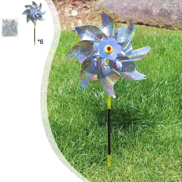Jubipavy Reflective Windmills With Stakes Extra Sparkly Windmills For Garden Decor Devices Deterrent To Scare Birds Away From Yard Patio Farm