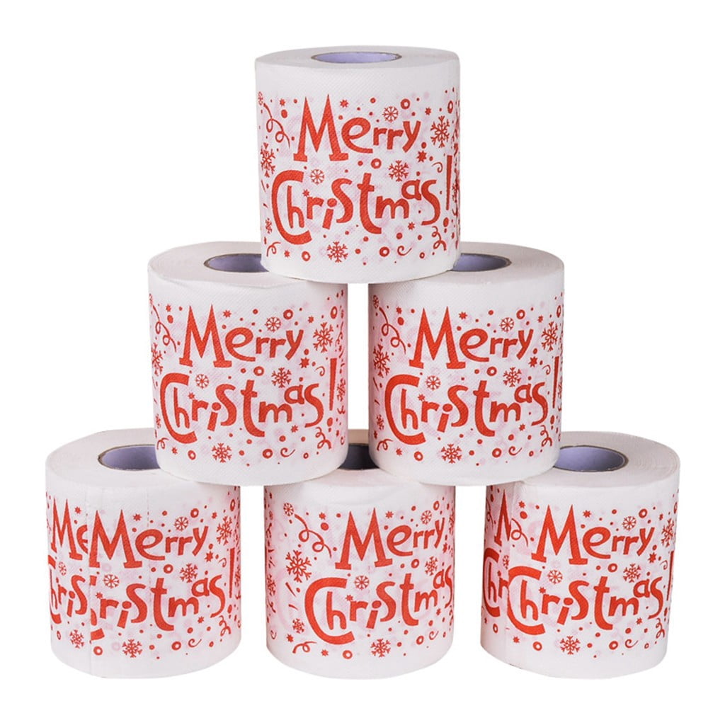 TIMIFIS Roll Paper Christmas Pattern Color Toilet Paper Santa Christmas Tree Printed Tissue Kitchen Gadgets