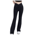 thumbnail image 1 of Besolor Jeans Évasés Coupe Bottillon Extensibles à Taille Croisée pour Femmes, Noirs, 1 of 4