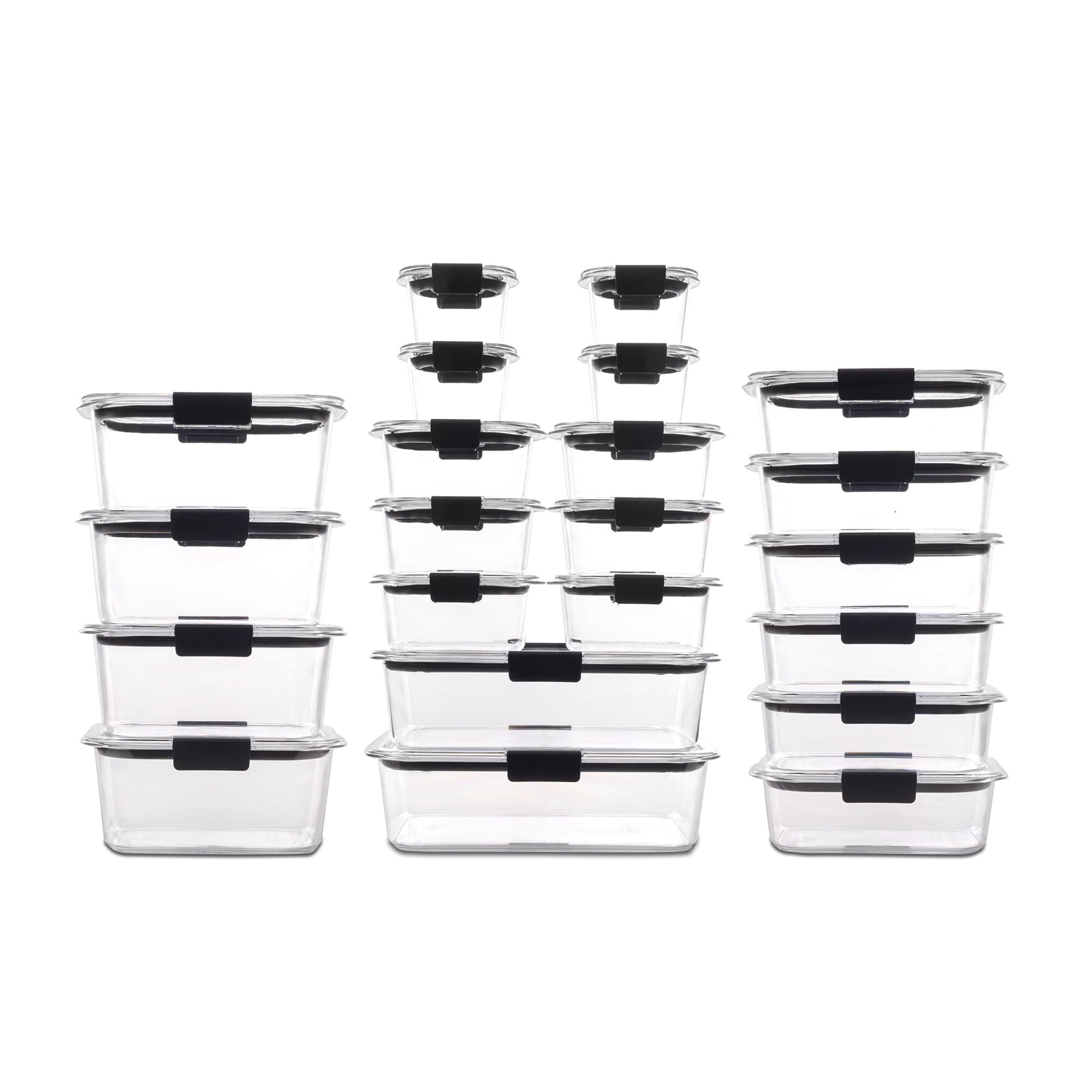 Contenants pour aliments en plastique Rubbermaid Brilliance, tailles assorties, paquet de 22, 44 pièces avec couvercles