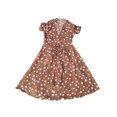 thumbnail image 1 of UKAP Robe Longue pour Femmes à Imprimé Floral, Robes Midi à Manches Courtes, Robe d'Été de Plage, Caftan de Fête, Café, TTG, 1 of 9