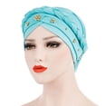 thumbnail image 4 of Aocisk Turban Tressé Perlé avec Foulard, Casquette pour Femmes, Couvre-Chef Mode Style Baseball, Bleu Pâle, Taille Unique, 4 of 4