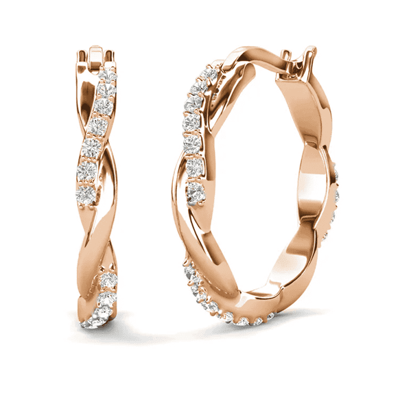 Cate & Chloe Lauren 18k Rose Gold Plated 22mm Hoop Earrings with Swarovski Crystals for Women