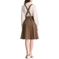 thumbnail image 3 of Unique Bargains Jupe Midi Plissée à Bretelles Rétro à Taille Élastique pour Femme Brun Foncé TG, 3 of 7