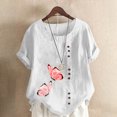 thumbnail image 1 of Pisexur Womens Oversized Plus Size Shirts Butterfly Print Cotton Linen Tops Blend Crew Neck Short Sleeve Basic Tunic Tee Shirts Tops Blouse, 1 of 5