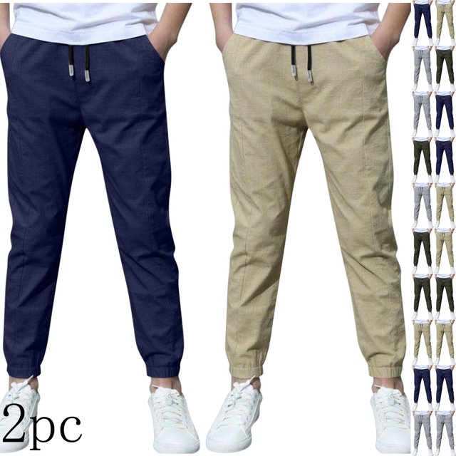 Hurxie Deals 2Pc Boys Cargo Pants Cotton Linen Drawstring Sweatpants Dark Gray,11 Year