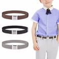 thumbnail image 1 of transemion 1 Ensemble Ceinture Élastique Simple pour Enfants Garçons Boucle Ajustable Taille Extensible Réutilisable Lavable Jeans Accessoires de Vêtements Noir+café+gris, 1 of 9