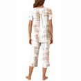 thumbnail image 3 of Rbaofujie Pyjama pour Femmes Ensemble Short Pyjama pour Femmes Col Rond Imprimé Manches Courtes Chemise de Nuit et Ensemble Pantalon Tenue d'Intérieur Pyjama avec Poches Pyjama d'Hiver pour Femmes, 3 of 6