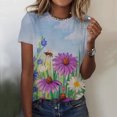 thumbnail image 2 of EQWLJWE Hauts d'Été pour Femmes Hauts pour Femmes en Liquidation Femmes Surdimensionné Été Décontracté Manches Courtes Col Rond Imprimé Manches Hauts Blouse Ample, 2 of 4