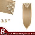 thumbnail image 2 of Rallonges de Cheveux Droites à Tête Complète à Clip, Synthétiques, 8 Pcs, 18 Clips, Postiche pour Femmes, 2 of 5