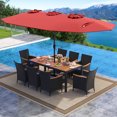 thumbnail image 4 of Costway 11 PCS Patio Wicker Dining Set with Double-Sided Outdoor Umbrella 8 Stackable Chairs, 4 of 9