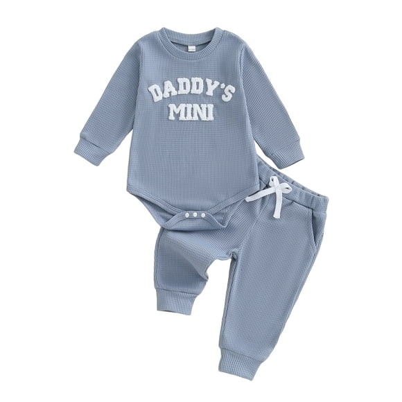 Curenmufel Newborn Baby Boy Clothes Winter Newborn Outfit Baby Girl Going Home Outfit Ruffle Ribbed Romper Top Floral Pants Set Cute Clothes 0 3 6 9 12 18 24 Months 2T 3T (Blue,12-18 Months)