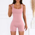 thumbnail image 2 of AherBiu Workout Bodysuits for Women Square Neck Sleeveless Compression Gym Yoga Short Jumpsuits Rompers, 2 of 7