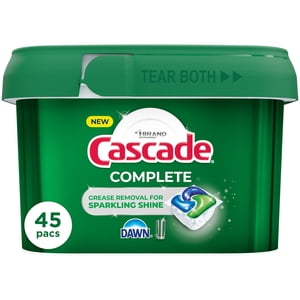 Cascade Complete Action Pacs, Dishwasher Detergent, Fresh, 45ct