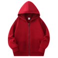 thumbnail image 1 of FAOWME Chandails à Capuche à Manches Longues pour Enfants, Unisexes, Doux, avec Poche, Rouge Brique 2-3 Ans, 1 of 7