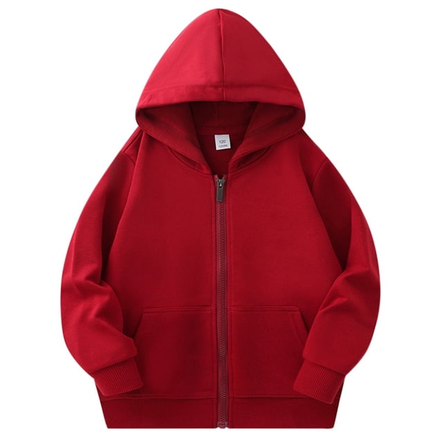 FAOWME Chandails à Capuche à Manches Longues pour Enfants, Unisexes, Doux, avec Poche, Rouge Brique 2-3 Ans