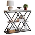 thumbnail image 4 of 3-Tier Industrial Entryway Console Table - X-Shaped Metal Frame & Open Storage Shelves, Ideal Hallway Accent Table, 4 of 9