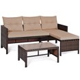 thumbnail image 4 of Costway 3PCS Patio Wicker Rattan Sofa Set Outdoor Sectional Conversation Set Garden Lawn, 4 of 9