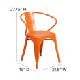 thumbnail image 2 of Commercial Grade 4 Pack Orange Metal Indoor-Outdoor Chair with Arms, 2 of 7