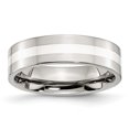 thumbnail image 1 of Stainless Steel Sterling Silver Inlay Flat 6mm Polished Band Size 9.5, 1 of 6