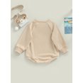 thumbnail image 4 of Faithtur Bébé Filles Garçons Sweat-Shirts Couleur Unie Manches Longues Col Rond Combinaisons Automne Hiver Bébé Bodys, 4 of 9
