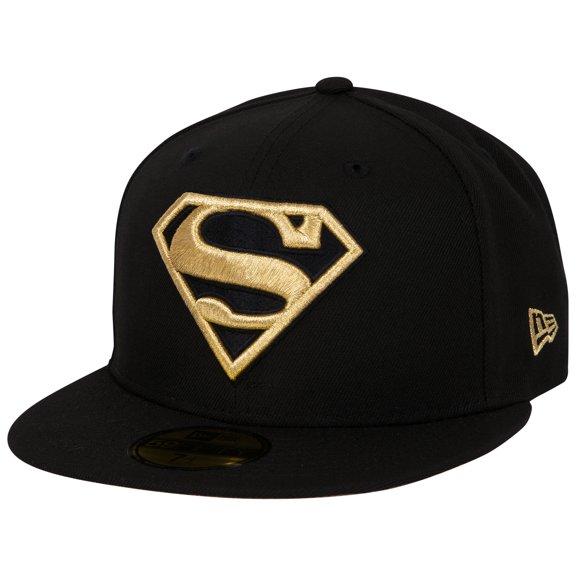Superman Logo Doré Coloris Noir New Era 59Fifty Chapeau-Housse Ajusté-7 7/8 Ajusté