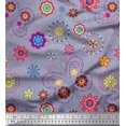 thumbnail image 1 of Soimoi Gray Modal Satin Fabric Insect & Floral Clip Art Print Sewing Fabric BTY 42 Inch Wide, 1 of 3