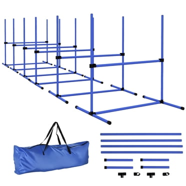 PawHut Ensemble de 6 Équipements d'Entraînement d'Agilité pour Chien avec Sac de Transport (Bleu)