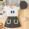 thumbnail image 2 of dmqupv Baby Girl Winter Outfits Baby Girl Summer Clothes Ruffle Short Sleeve Ribbed Romper Plaid Pattern Skirt With Headband Black,Size for 9-12 Months, 2 of 8