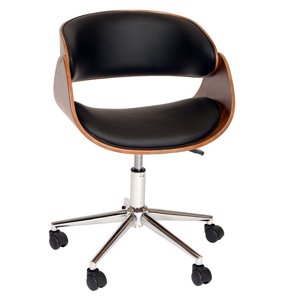 Armen Living Julian chaise de bureau en cuir moderne en noir