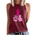 thumbnail image 2 of TIMIFIS Breast Cancer Ribbon Women's Racerback Tank Casual Sleeveless Printed Ladies Round Neck Blouses Tops T-Shirt - Fall/Winter, 2 of 5