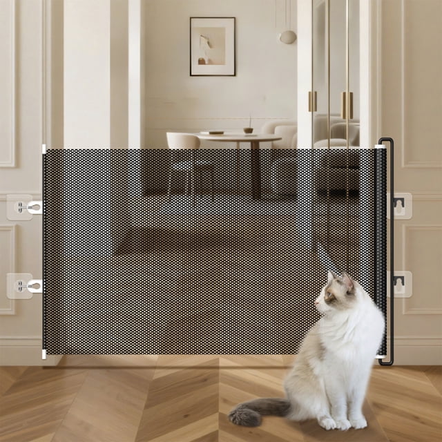 Sentmoon Cages pour Chiens Cage pour Chats Enclos pour Chats Clôture pour Animaux Usage Domestique Sans Perçage Anti-Porte pour Animaux Clôture Filet d'Isolation Escalier Entrée Clôture de Protection pour Chiens et Chats