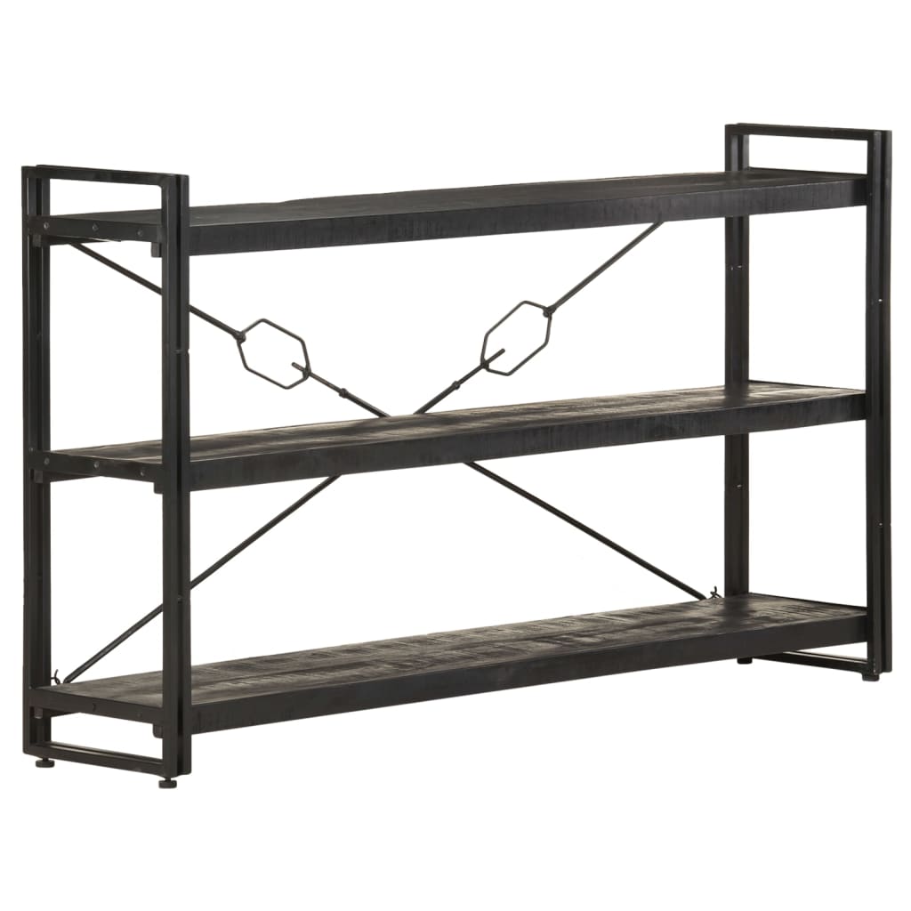 vidaXL 3-Tier Bookcase Black 140x30x80 cm Solid Mango Wood