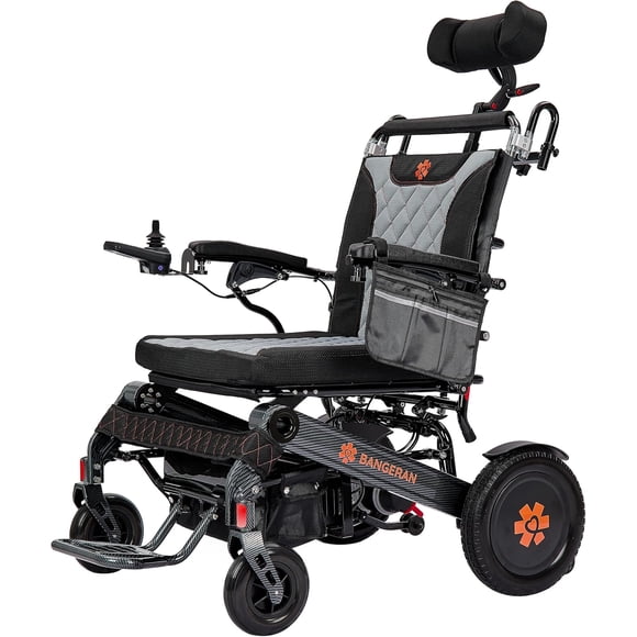 Fauteuil Roulant de Voyage à Mobilité Bariatrique Léger avec Dossier Inclinable Automatique, Supporte 230 kg, Entièrement Pliable Seulement 33 kg, Autorisé dans les Avions - Noir