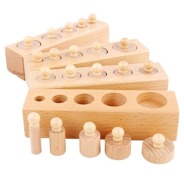 Jouets Montessori en Bois Mini Cylindres Douille de Cylindre Montessori, Blocs de Cylindre Montessori Ensemble de Jouets Montessori