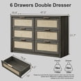 thumbnail image 2 of OAKHAM Commode 6 Tiroirs, Grand Commode en Rotin pour Chambre à Coucher Salon, Chêne Minuit, 2 of 8