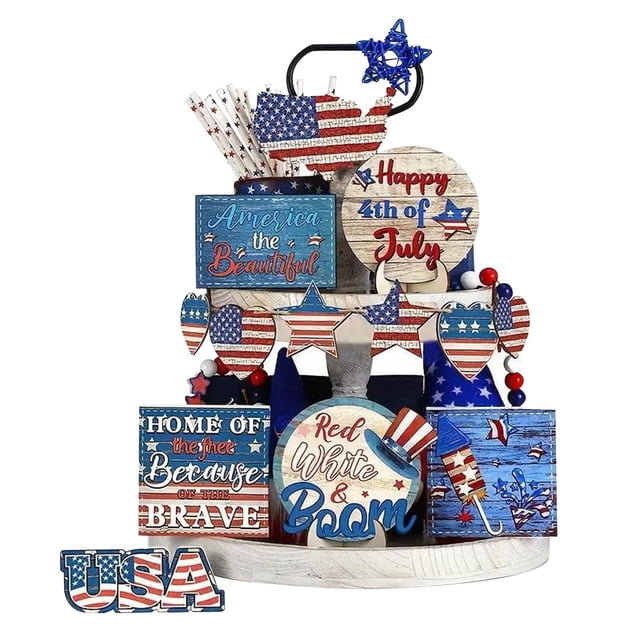 Patriotic Layered Wooden Plaque for Independence Day