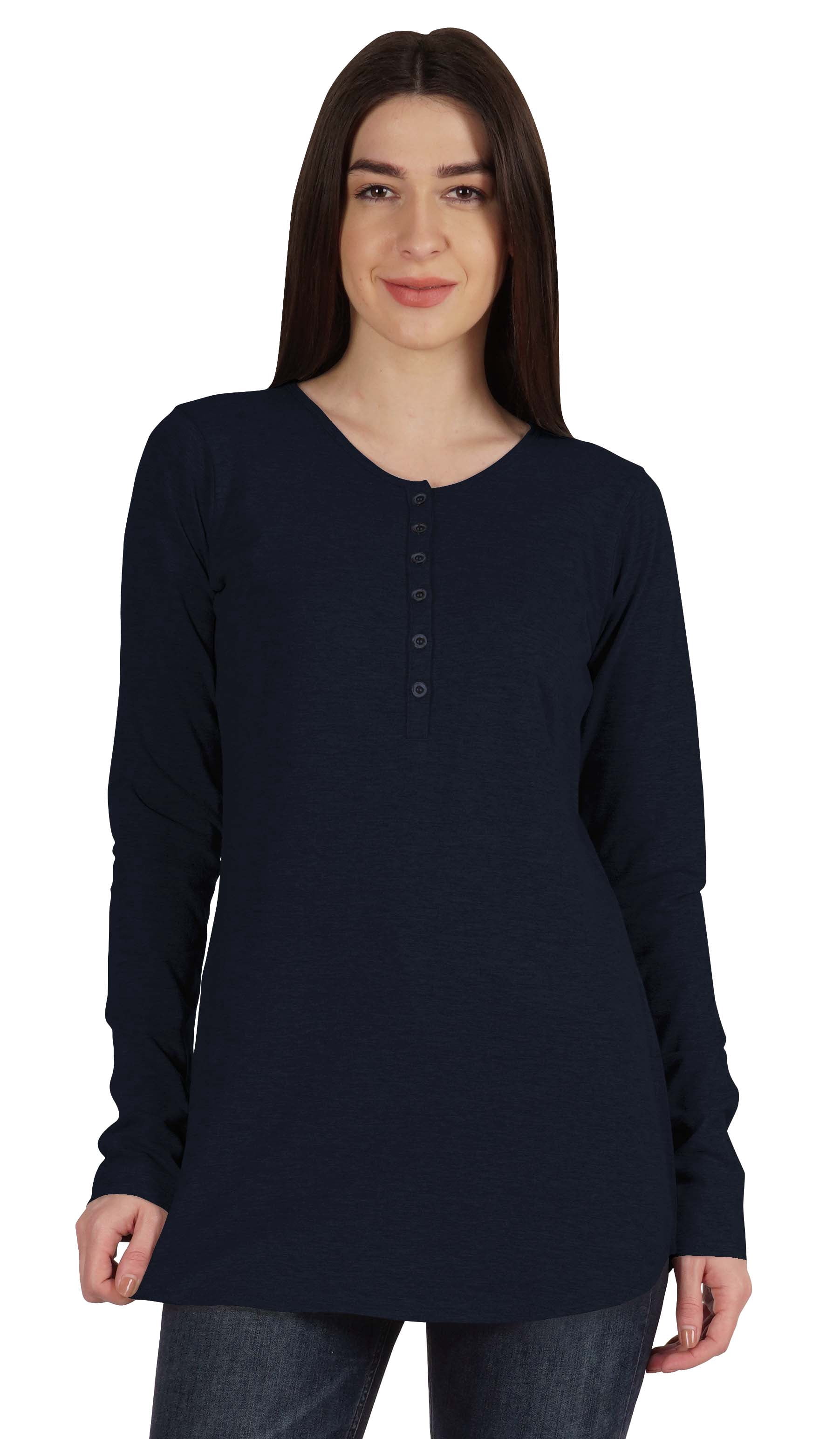 Inkmeso Tshirt With Buttons Jersey Tee Long Sleeve Top For Women